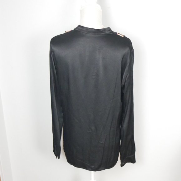 Sui by Anna Sui Black Blouse Silky with Lace and Embroider Details Large - Picture 15 of 16